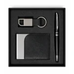 Pen + Keychain + Card Holder Set Corporate Gift Box Black | Primora Gifts