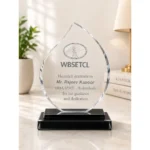 Crystal Memento rounded size 18*11.5 cm Crystal with black base | Primora Gifts