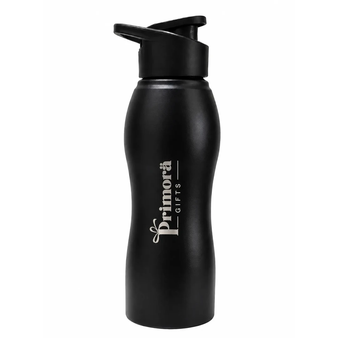primora-f5de40b3c04d-PG-BTL10-Black.webp Black Metal Bottle | Primora Gifts - Image 1