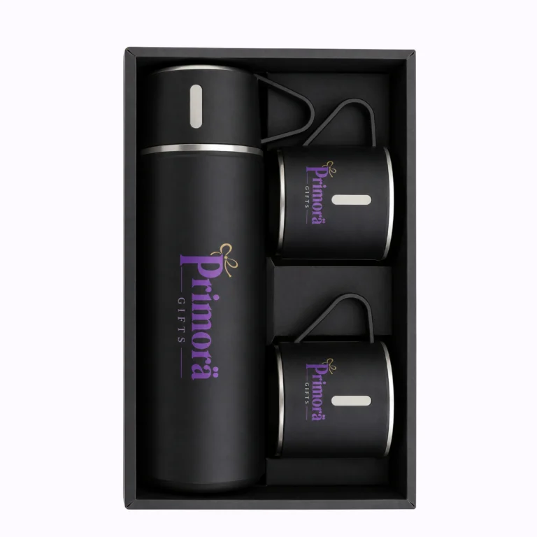 Vacuum Flask Set + 3 Cups Set | Primora Gifts