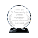 Rounded Crystal Award with Black Base 14 cm