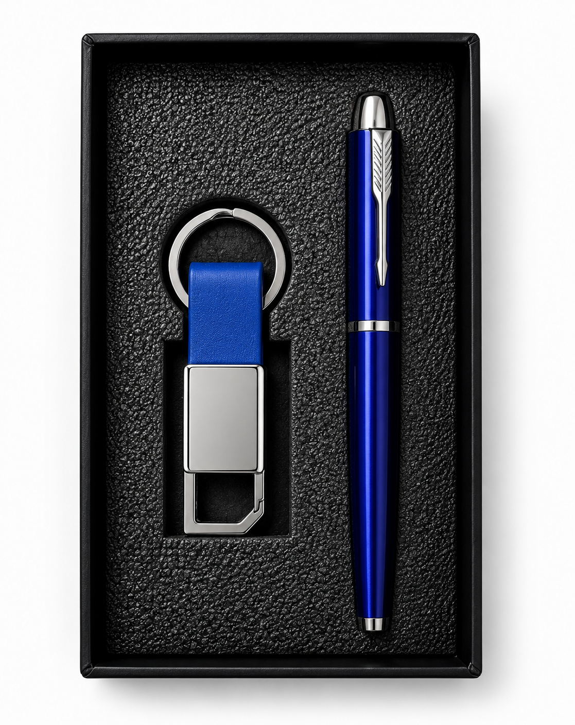 PG09 - Blue KP 01 Pen + Keychain Set Corporate Gift Box | Primora Gifts
